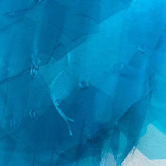 ARRANGE embellished shard sequin longline halter disc top mini dress blue shell - Picture 8 of 12